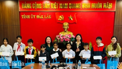 ویتنام خواتین یونین کی مرکزی کمیٹی نے دورہ کیا اور سیلاب سے متاثرہ خواتین ممبران اور یتیم بچوں کو تحائف پیش کیے۔