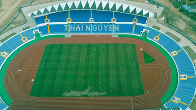 Close-up of the largest stadium in the Northern mountainous region about to be inaugurated