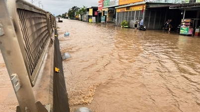 ہائی وے 1 پر ندی کی طرح بہہ کر سیلاب کا پانی واپس آ گیا۔