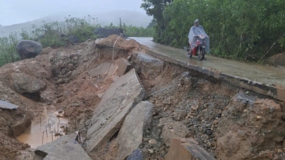 Quang Ngai: Ulewne deszcze powodują osuwiska i niszczą połowę pasa drogi międzygminnej
