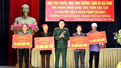 Die Firma 397 unterstützt 4 arme Haushalte beim Bau neuer Häuser im Stadtteil Pham Su Manh.