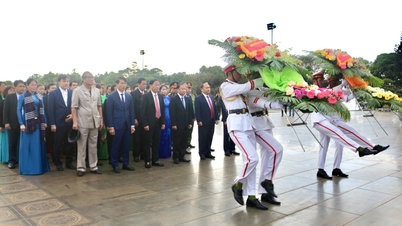 Les dirigeants provinciaux offrent des fleurs et de l'encens au président Hô Chi Minh