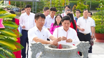 Delegation of Ca Mau - Ninh Binh officials offered incense to commemorate President Ho Chi Minh