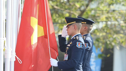 Touching image of the Vietnamese national flag at the 33rd SEA Games flag-raising ceremony