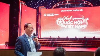 Nationalförsamlingens vice ordförande Tran Quang Phuong repeterar det politiska konstprogrammet "Vietnamesiska nationalförsamlingens ära"