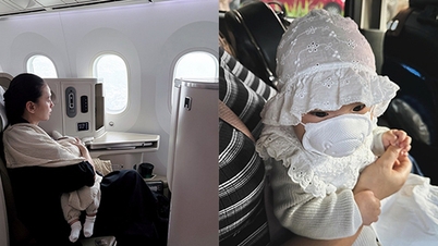 Ngo Thanh Van's 5-month-old daughter takes her first airplane trip.
