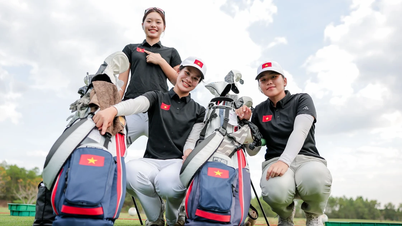 Het Vietnamese golfteam is klaar voor de officiële wedstrijddag.