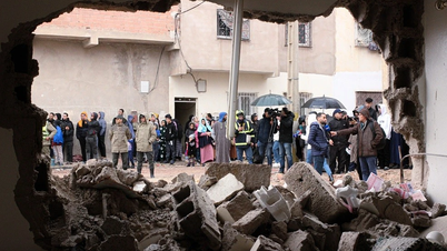 Escena del derrumbe de dos edificios en Marruecos, 22 personas muertas.