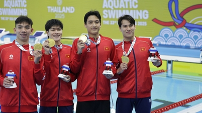 Vietnams spännande guldmedalj i simstafetttävlingen.