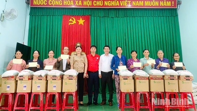 Ninh Binh Röda Korsföreningen delade ut 500 presentpaket för att stödja människor som drabbats av översvämningarna i Gia Lai-provinsen.
