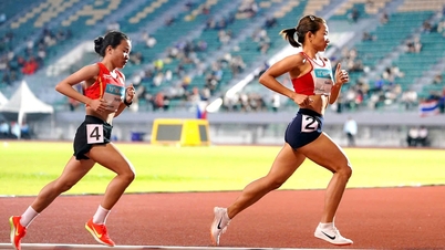 ภาพเหตุการณ์ขณะที่นักกีฬาชาวเวียดนามคว้าเหรียญทองในการวิ่งระยะสั้น เมื่อวันที่ 13 ธันวาคม