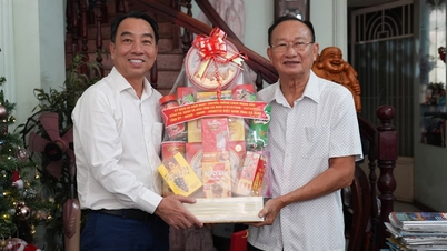 El presidente del Comité Popular Provincial, Lu Quang Ngoi, visita y presenta regalos a ex líderes provinciales de diversos períodos.
