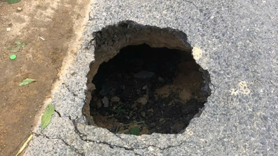 Xuất hiện hố sụt lún trên quốc lộ 49, uy hiếp an toàn giao thông