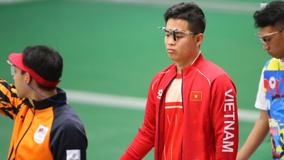 Jogos do Sudeste Asiático 33 hoje: os atiradores Thu Vinh e Quang Huy demonstram suas habilidades.