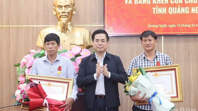 Vietnams president tilldelade modets medalj till två medborgare i Ly Sons särskilda ekonomiska zon.