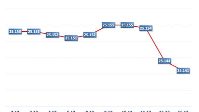 صباح يوم 16 ديسمبر: انخفض سعر الصرف المركزي بمقدار 3 دونغ أخرى.