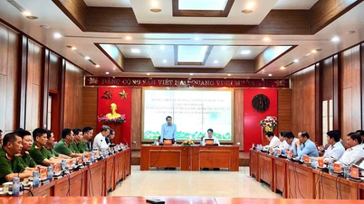 El General Luong Tam Quang trabaja con el Comité Permanente del Comité del Partido Provincial de Khanh Hoa.