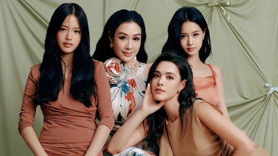 La sublime Christy Chung, née au Vietnam, et ses trois filles : elles sont toutes belles comme des fleurs, on dirait des sœurs.