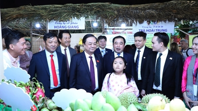 El vicepresidente de la Asamblea Nacional, Le Minh Hoan, asiste a la ceremonia de apertura del Festival OCOP de Vietnam 2025.