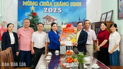 លោកស្រី ឌិញ ធី ធូថាញ់ ប្រធាននាយកដ្ឋានឃោសនាការ និងចលនាមហាជននៃគណៈកម្មាធិការបក្សខេត្ត បានទៅសួរសុខទុក្ខ និងជូនពរបុណ្យណូអែលដល់ស្ថាប័នសាសនានានា។