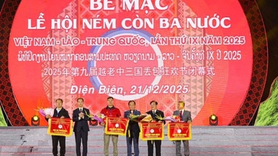 Closing ceremony and awarding of overall team prizes for all sports at the 9th Vietnam-Laos-China Tri-Country Ball Throwing Festival, 2025.