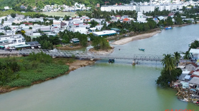 Réparation du pont en acier reliant les deux îlots au centre de Nha Trang.