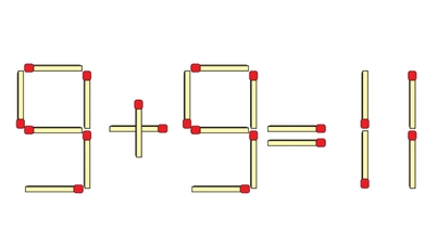 Tek bir kibrit çöpünü hareket ettirerek 9 + 9 = 11 denklemi doğru olabilir mi?