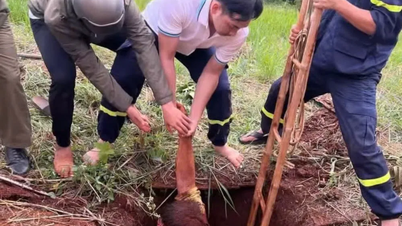 Dong Nai : Un jeune homme a été secouru après être tombé dans un trou profond alors qu'il travaillait dans un champ.