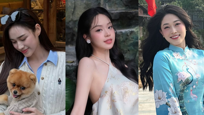 កញ្ញា Thanh Thuy កំពុង​ចែចង់​ក្នុង​សម្លៀក​បំពាក់ Yếm, Y Nhi មាន​សម្រស់​ស្រស់​ស្អាត​នៅ ao Dai។