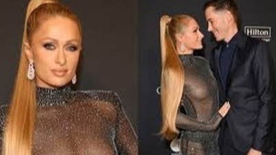 Paris Hilton wears see-through dress, walks with her husband on the red carpet
