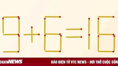 Move the matchstick to change the equation 9 + 6 = 16 from false to true.