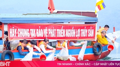 Thả 4 vạn cá giống tái tạo nguồn lợi thủy sản tại hồ Nhà Đường