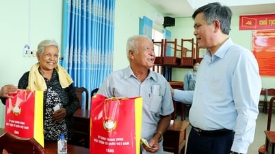 La delegación del Comité Central del Frente de la Patria de Vietnam entregó regalos y felicitó a Chol Chnam Thmay en Tra Vinh.