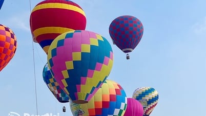 フェスティバルの初日、ドンナイの空には鮮やかな熱気球が次々と舞い上がり、色彩を放ちました。