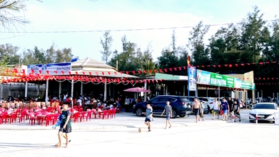 Thuan An beach is bustling with visitors