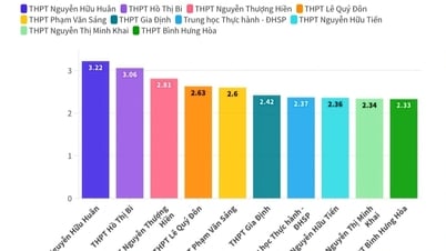 호치민시의 10학년 입학 경쟁은 지난 3년간 "활줄처럼 치열"했습니다.