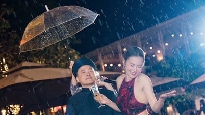 Schauspielerin Phuong Oanh zeigt sich Shark Binh auf der ersten Geburtstagsparty ihrer beiden Kinder sehr liebevoll.