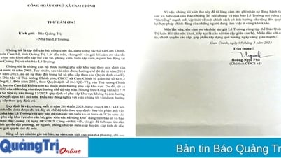 В ответ на статью: «Необходимо в ближайшее время выплачивать региональные надбавки кадровым работникам и учителям в неблагополучных коммунах»: Кадровые работники и госслужащие направляют благодарственные письма в газету Quang Tri