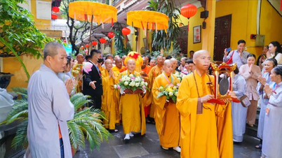 Feierliche Begrüßung der Reliquien Buddhas in der Tam Chuc Pagode