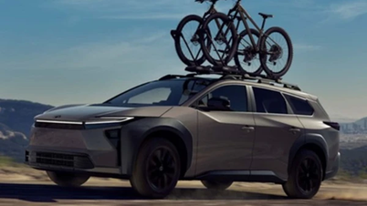 Close-up of the newly launched 2025 Toyota bZ Woodland electric SUV