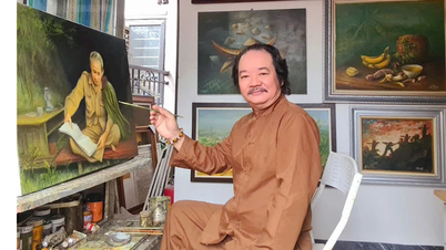 The artist has been painting Uncle Ho for over 40 years.