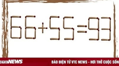 Di chuyển 2 que diêm biến phép tính 66 + 55 = 93 từ sai thành đúng