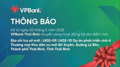 Hinweis: Ab dem 5. Mai 2025 wird die VPBank Thai Binh an einem neuen Standort tätig sein.