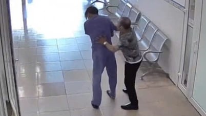 Stabbed in the stomach, had to be hospitalized and then continued to be assaulted.