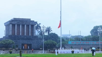 Lễ treo cờ rủ Quốc tang nguyên Chủ tịch nước Trần Đức Lương tại Quảng trường Ba Đình
