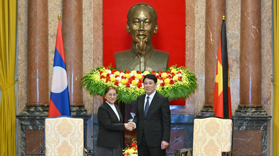 [Foto] El presidente Luong Cuong recibe al vicepresidente de Laos, Pany Yathotou