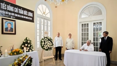 First Secretary of the Communist Party and President of the Republic of Cuba Miguel Díaz-Canel commemorates former President Tran Duc Luong