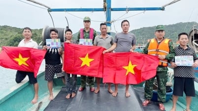 Puesto de guardia fronterizo de la isla de Tran: propaganda contra la pesca INDNR para pescadores