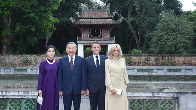 [Ảnh] Tổng Bí thư Tô Lâm và Phu nhân cùng Tổng thống Pháp Emmanuel Macron và Phu nhân tham quan Văn Miếu-Quốc Tử Giám