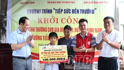 Groundbreaking ceremony of “Support to go to school” house for poor students in Tien Hai district